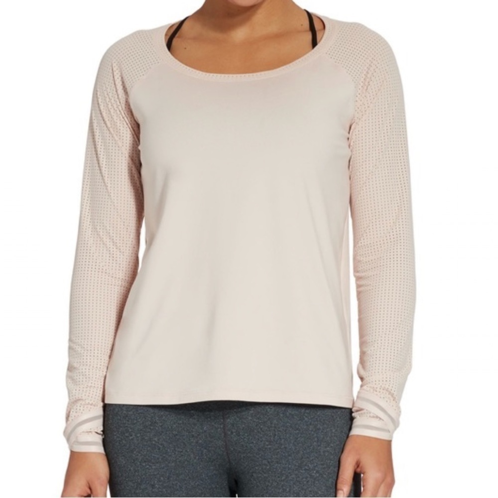 Calia by Carrie Underwood Long Sleeve Mesh Sleeve Active Top Light Pink